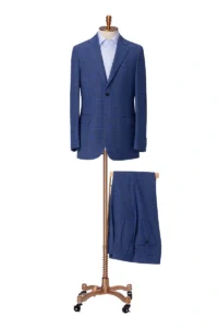 Blue Windowpane Single Breasted Suit