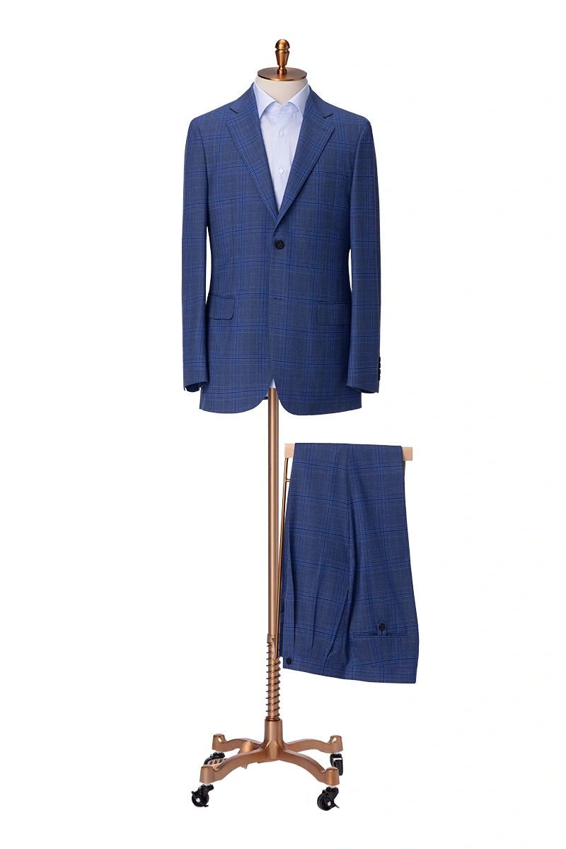 Blue Windowpane Single Breasted Suit