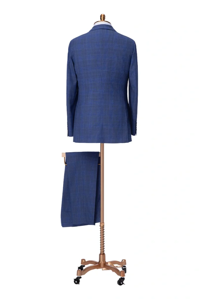 Blue Windowpane Single Breasted Suit