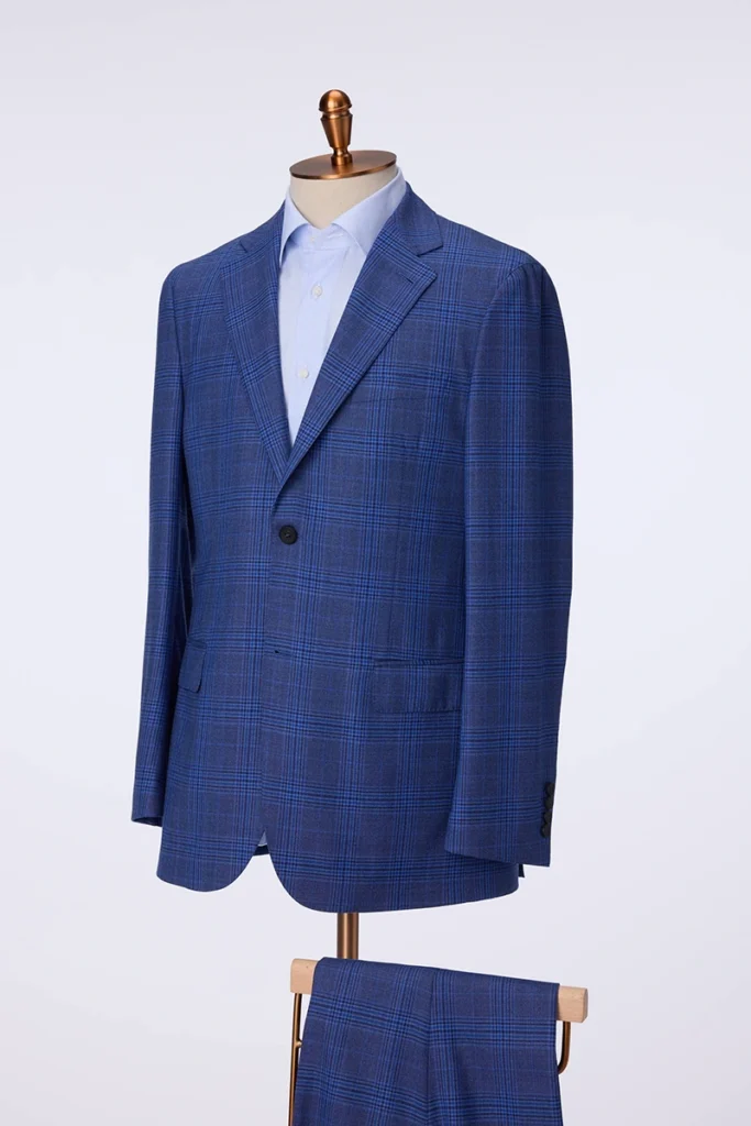 Blue Windowpane Single Breasted Suit