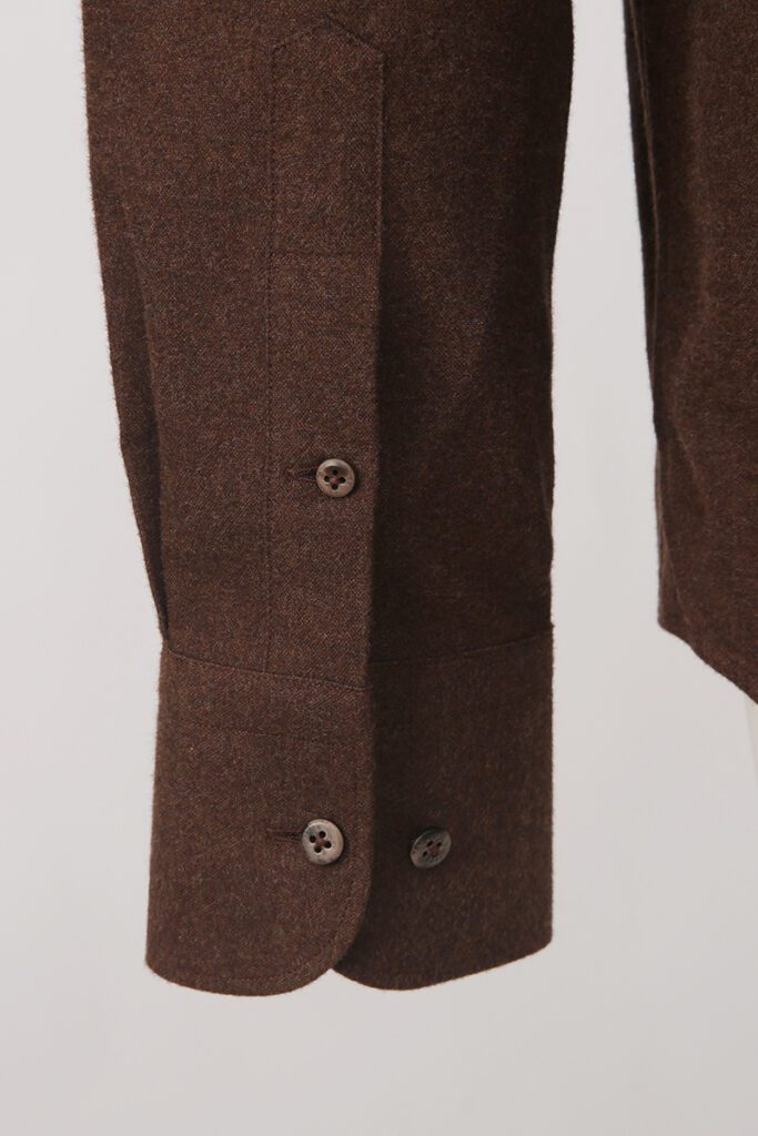 Brown Collarless Flannel Shirt
