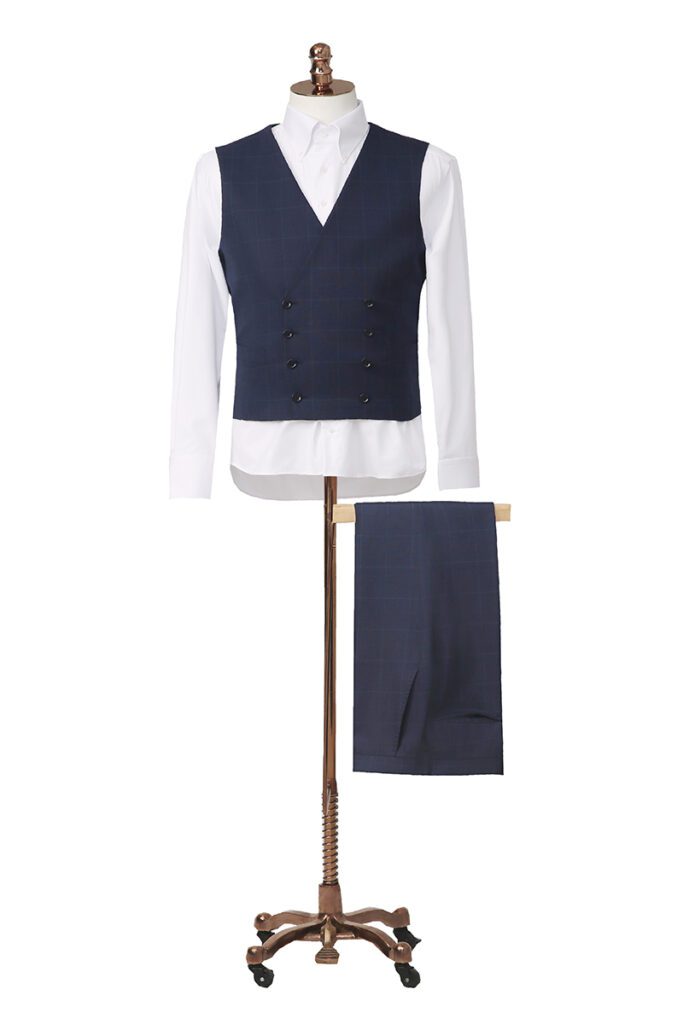 Navy Box Check 3 Piece Suit