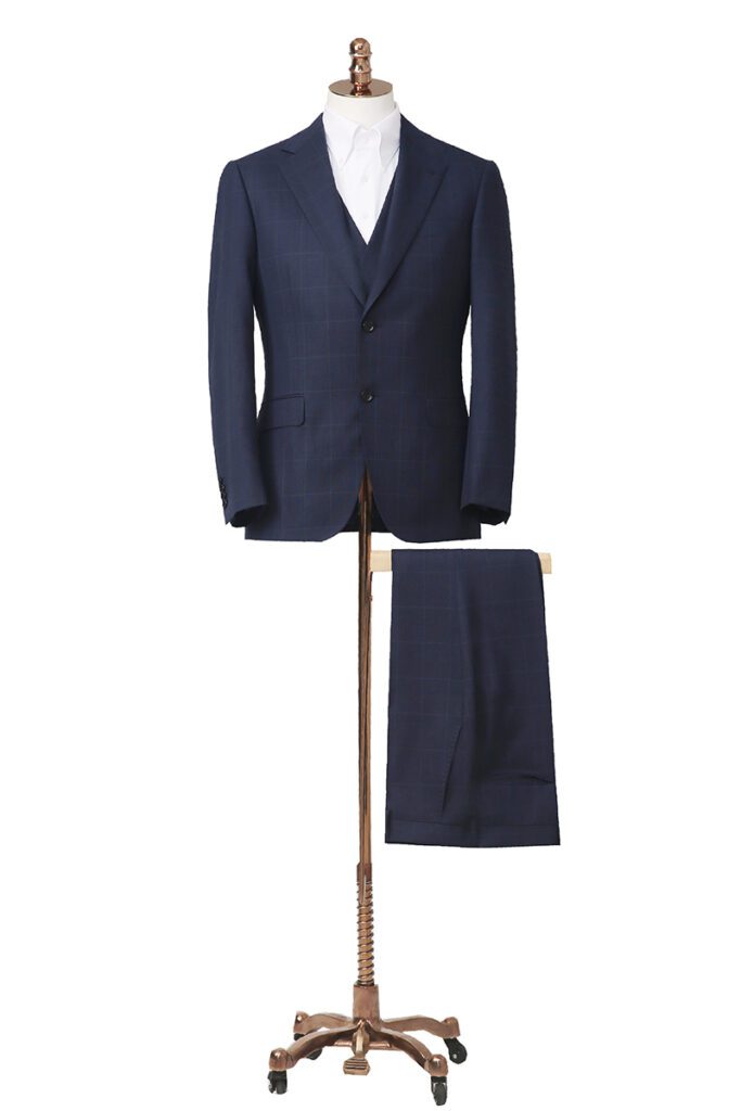 Navy Box Check 3 Piece Suit