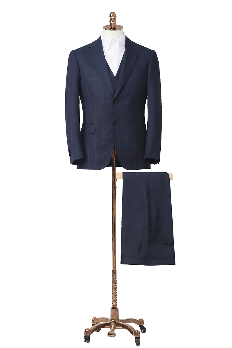 Navy Box Check 3 Piece Suit