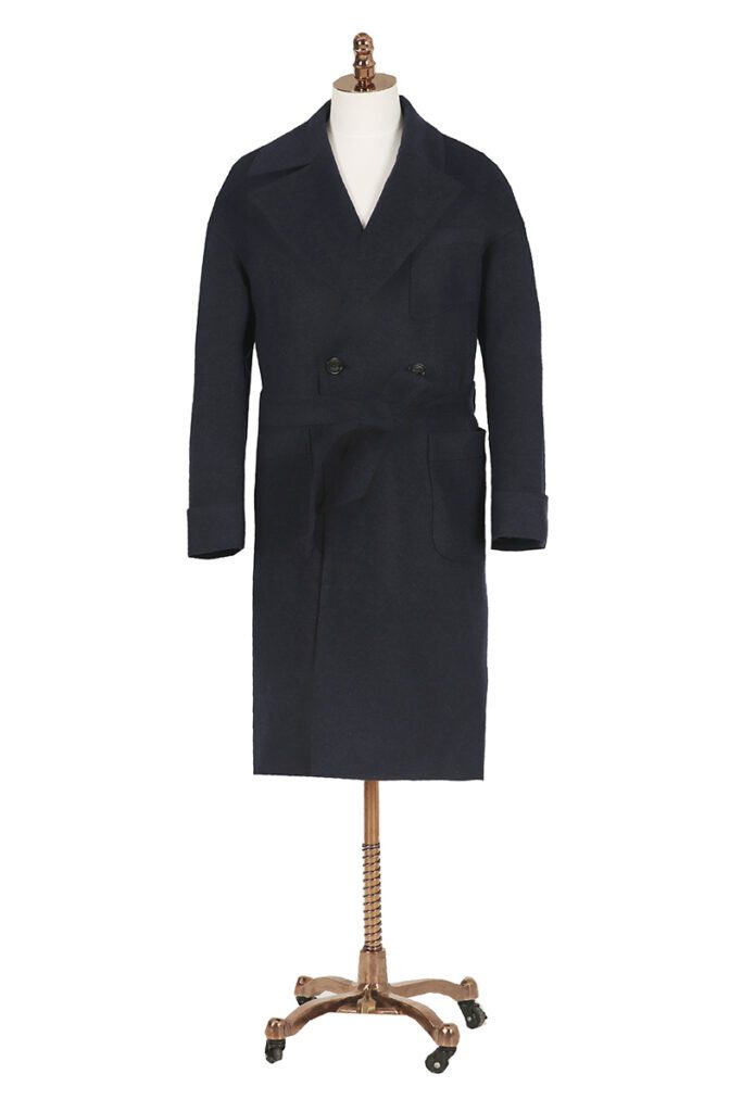 Navy Patch Tie Overcoat