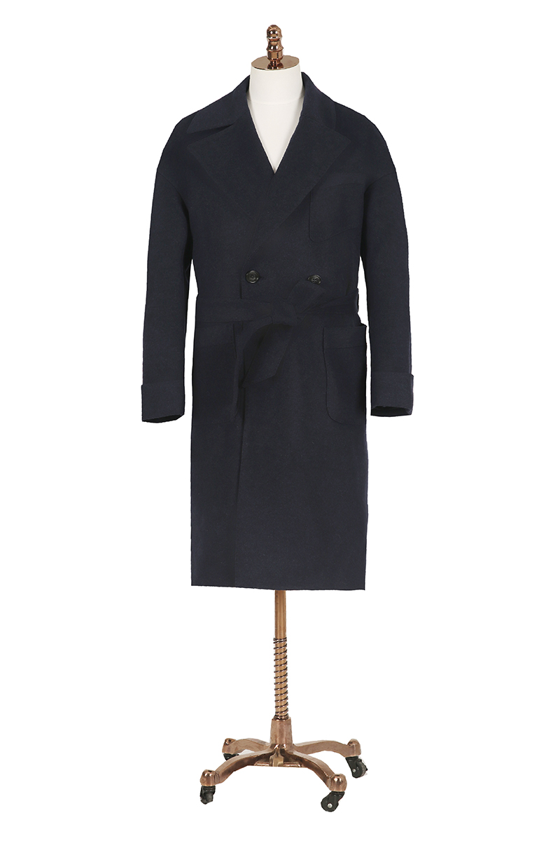 Navy Patch Tie Overcoat