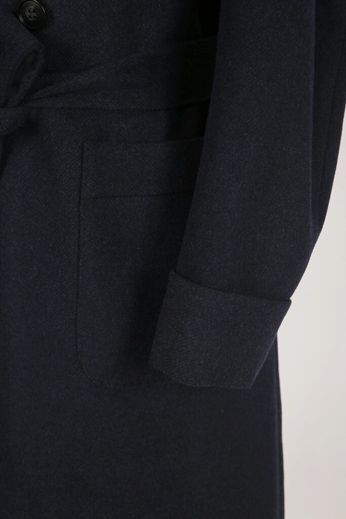 Navy Patch Tie Overcoat