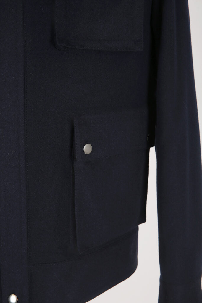 Navy Woollen Popper Bomber