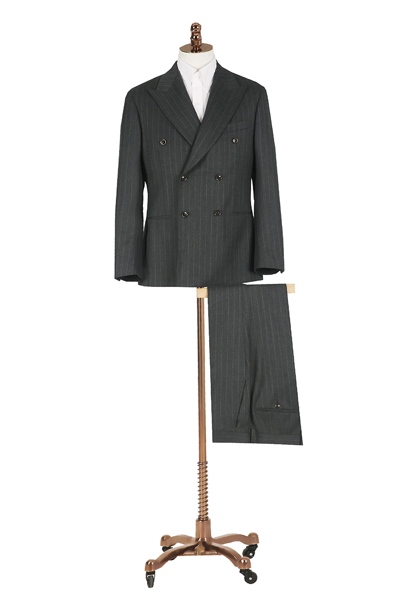 Grey Chalk Stripe Double Breasted Suit