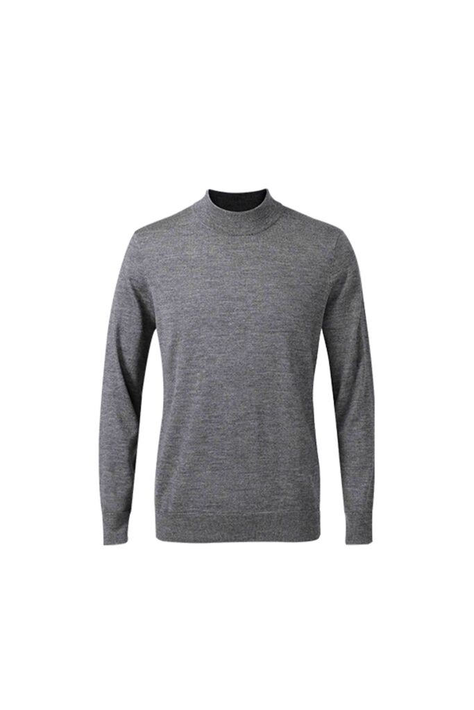 Grey Cashmere Mock Neck Sweater