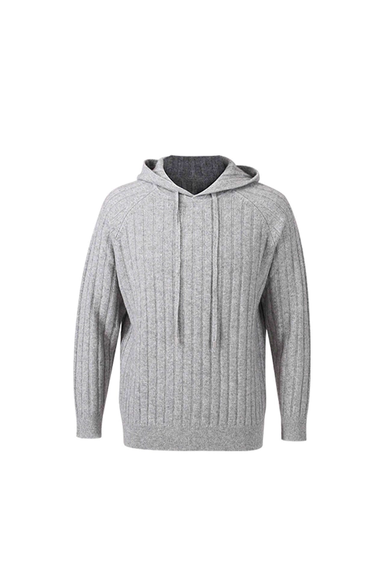 Grey Wool Ribbed Hoodie
