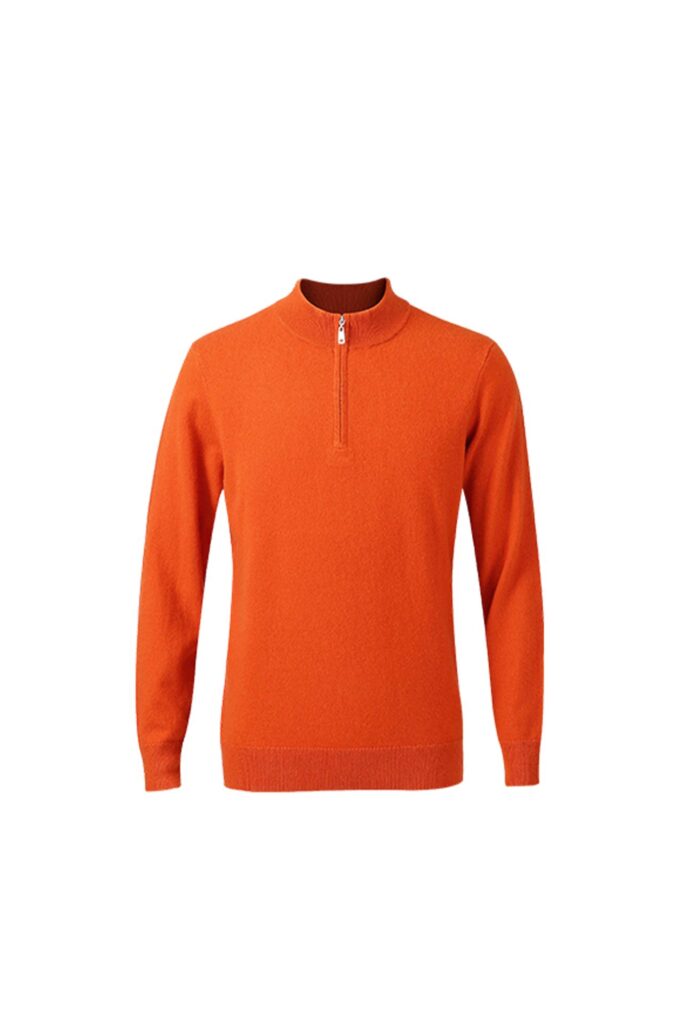 Orange Wool Half-Zip Sweater