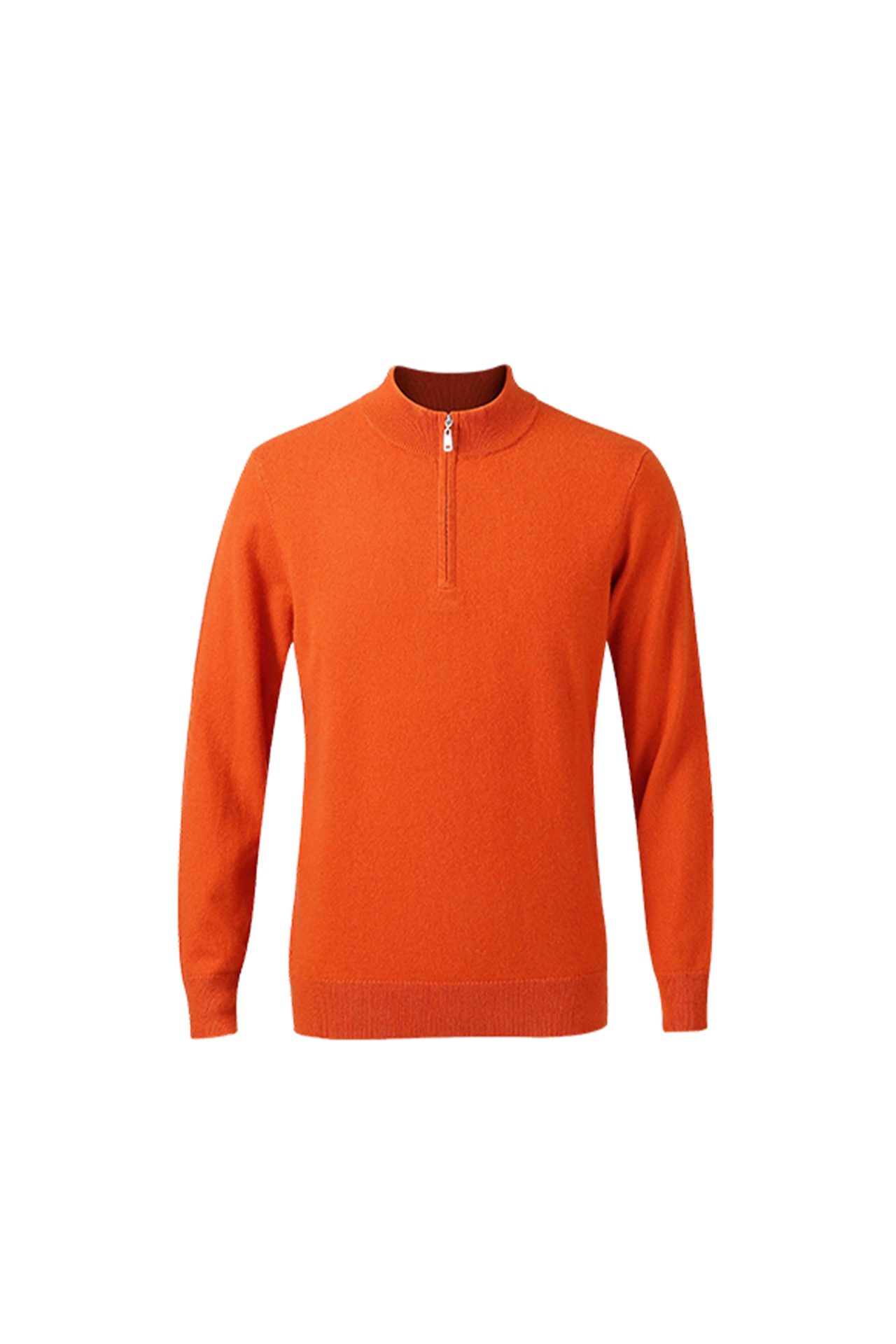 Orange Wool Half-Zip Sweater