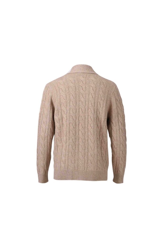 Beige Cashmere Cable-Knit Cardigan