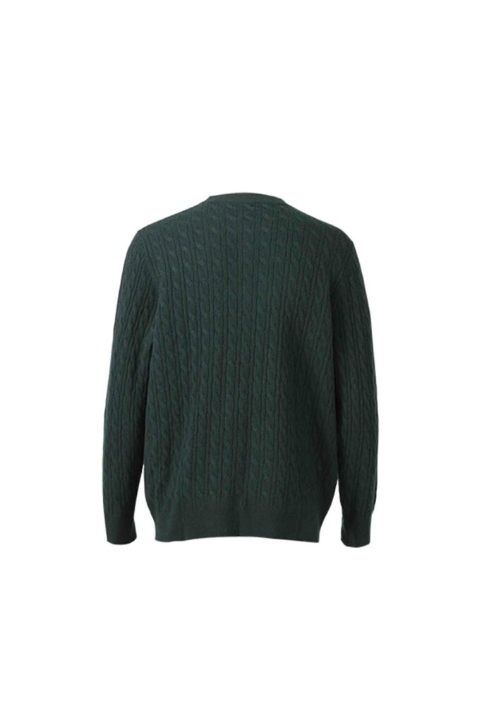 Forest Green Cashmere Cable-Knit Sweater