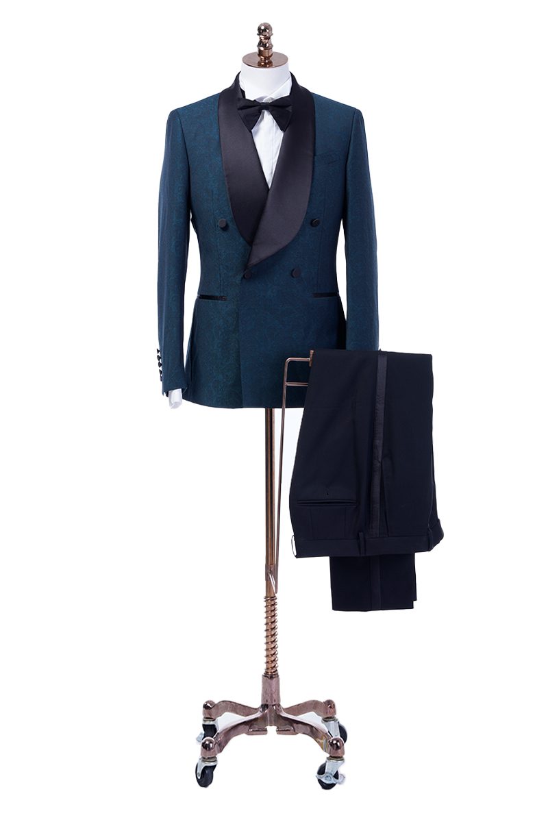 Teal Jacquard Tuxedo Jacket