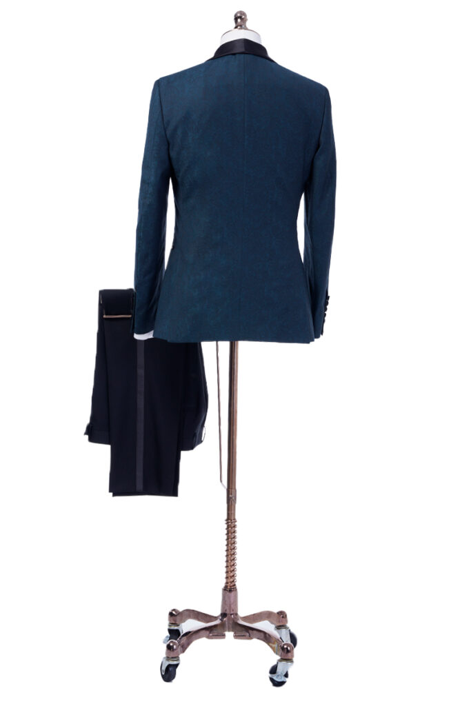 Teal Jacquard Tuxedo Jacket