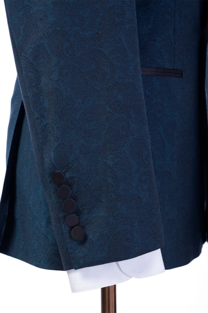 Teal Jacquard Tuxedo Jacket