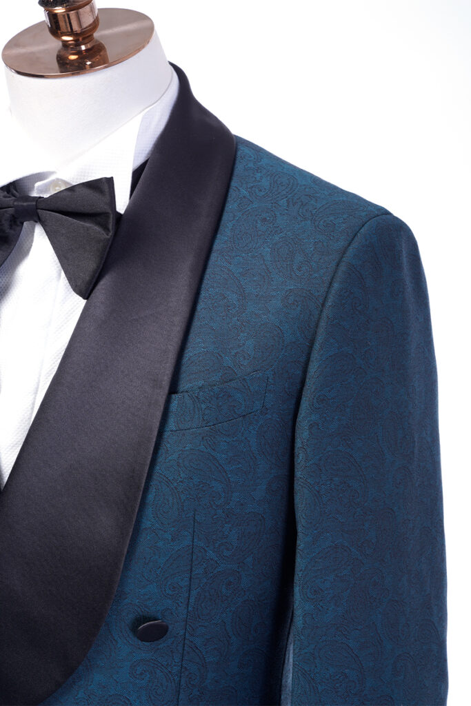 Teal Jacquard Tuxedo Jacket