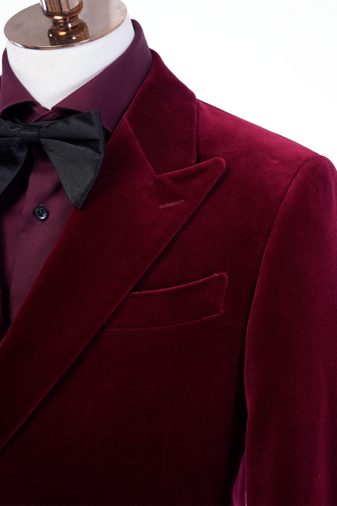 Burgundy Velvet Double-Breasted Tuxedo
