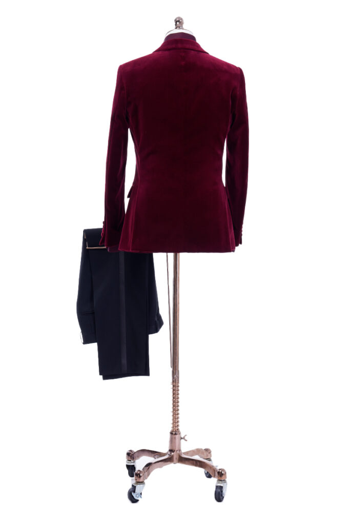 Burgundy Velvet Double-Breasted Tuxedo