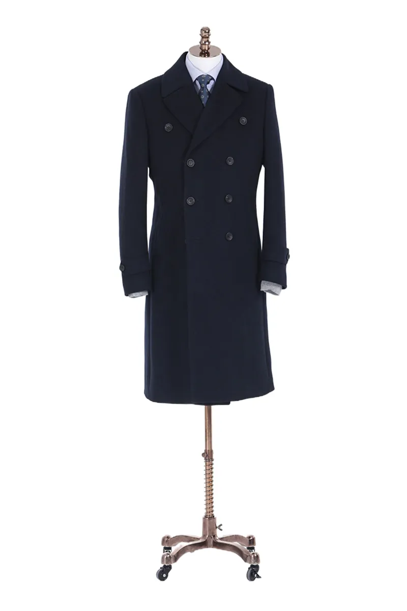 Double-Breasted Navy Overcoat
