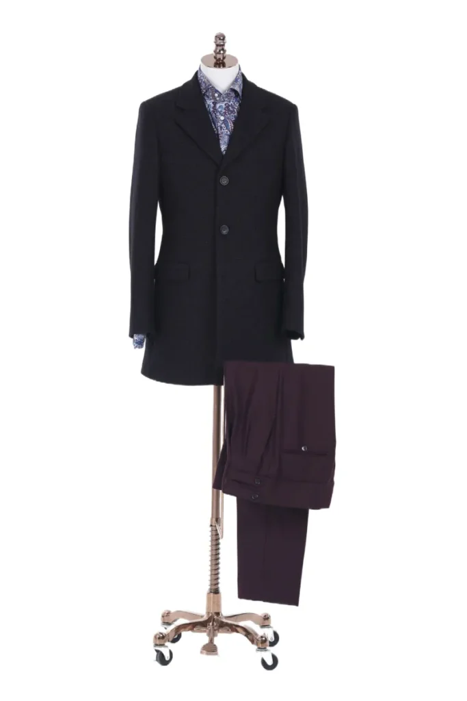 Single-Breasted Black Overcoat