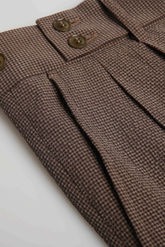 Brown Cotton Stretch Seersucker Trousers