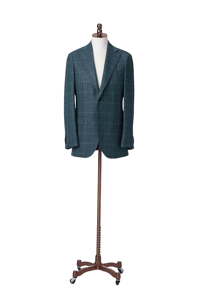 Green Checked Wool-Silk-Linen Jacket