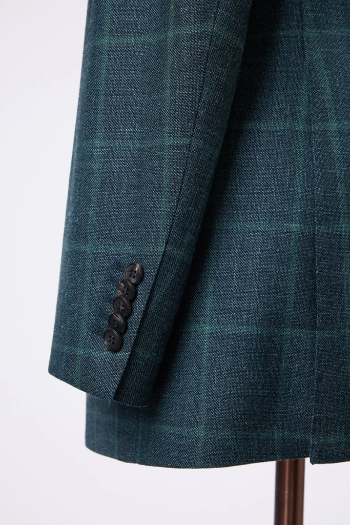 Green Checked Wool-Silk-Linen Jacket