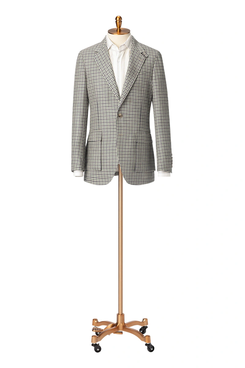 Checked Wool-Silk-Linen Jacket