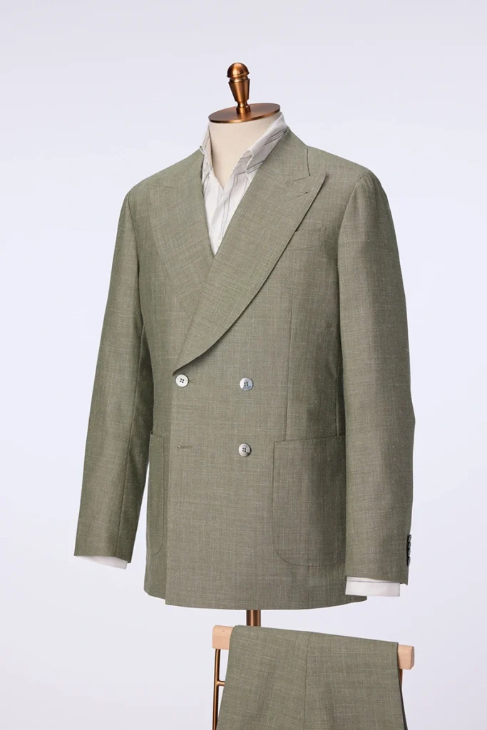 Light Olive Double-Breasted Suit