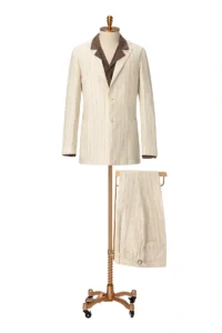 Cream Pinstripe Single-Breasted Suit