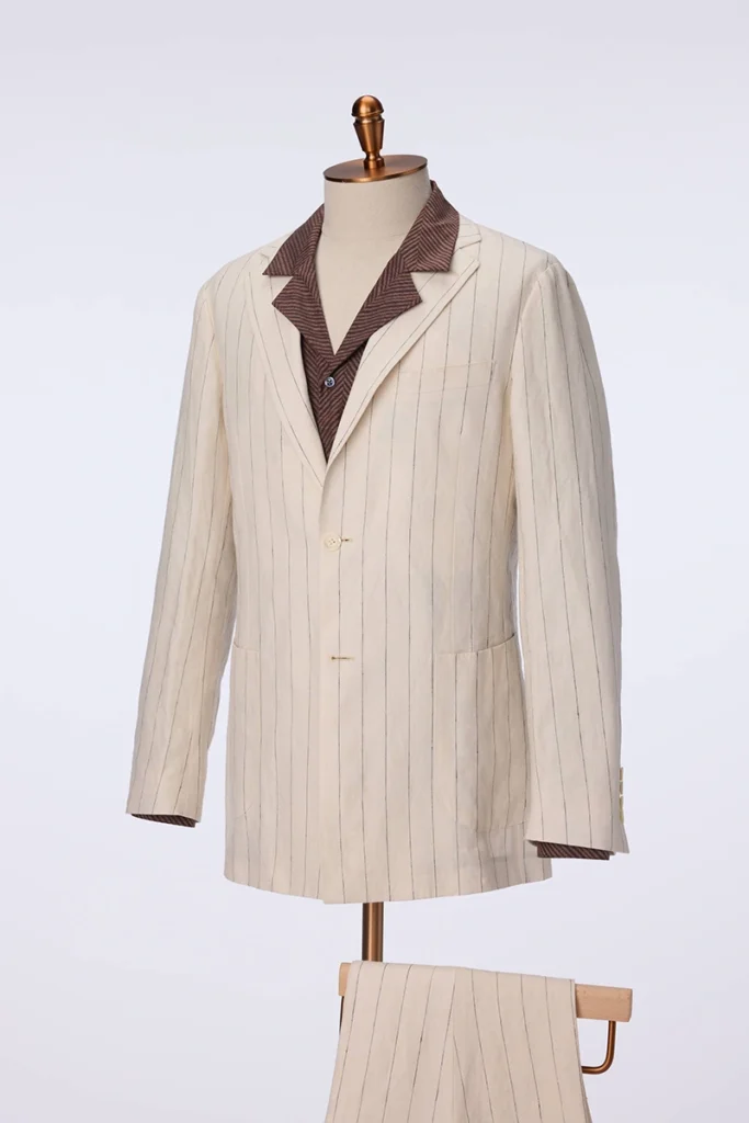 Cream Pinstripe Single-Breasted Suit