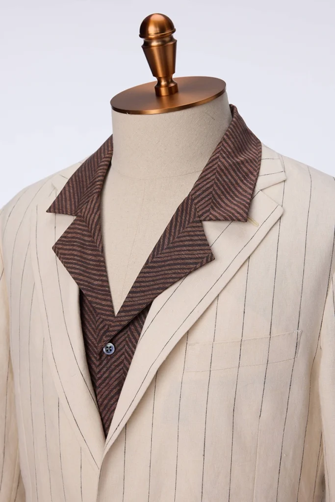 Cream Pinstripe Single-Breasted Suit