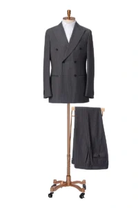 Grey Chalk Stripe Double Breasted Suit