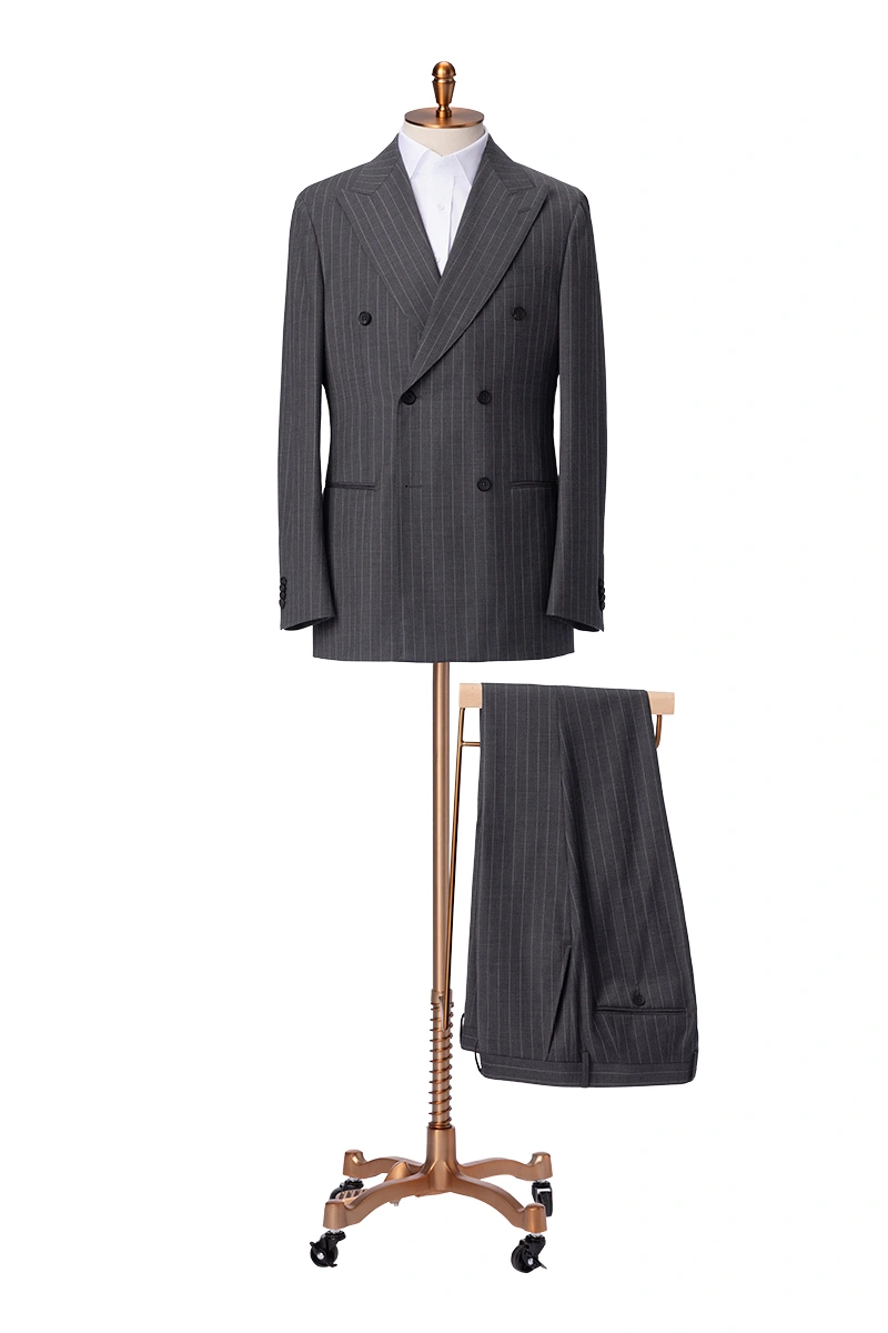 Grey Chalk Stripe Double Breasted Suit