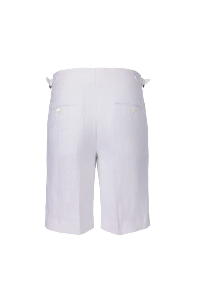 White Linen Pleated Shorts