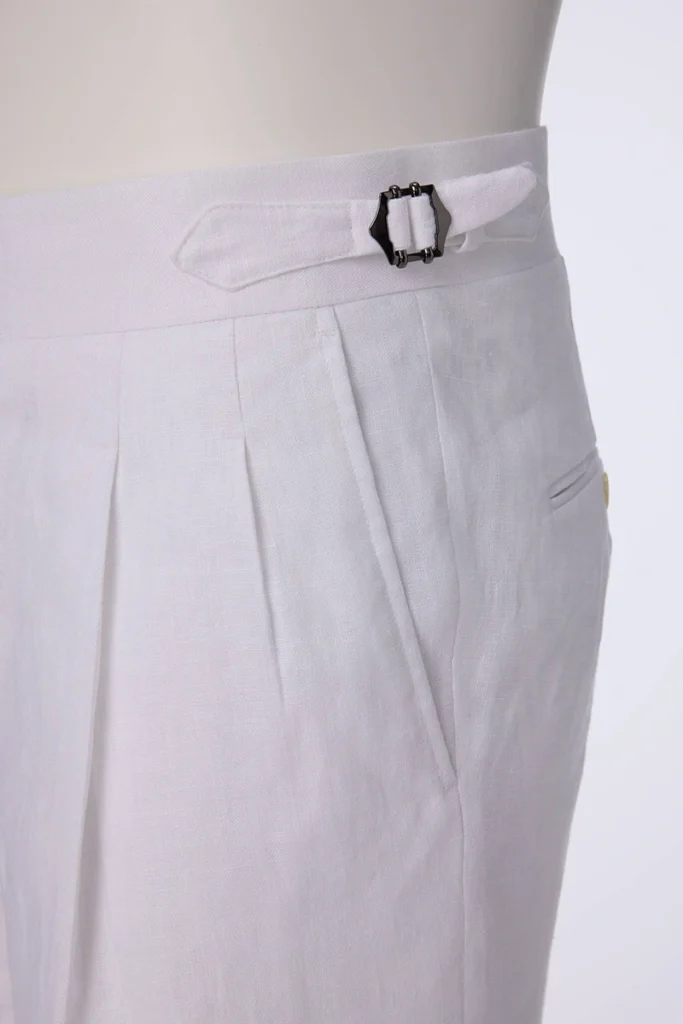 White Linen Pleated Shorts