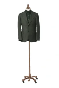 Green Herringbone Wool Jacket