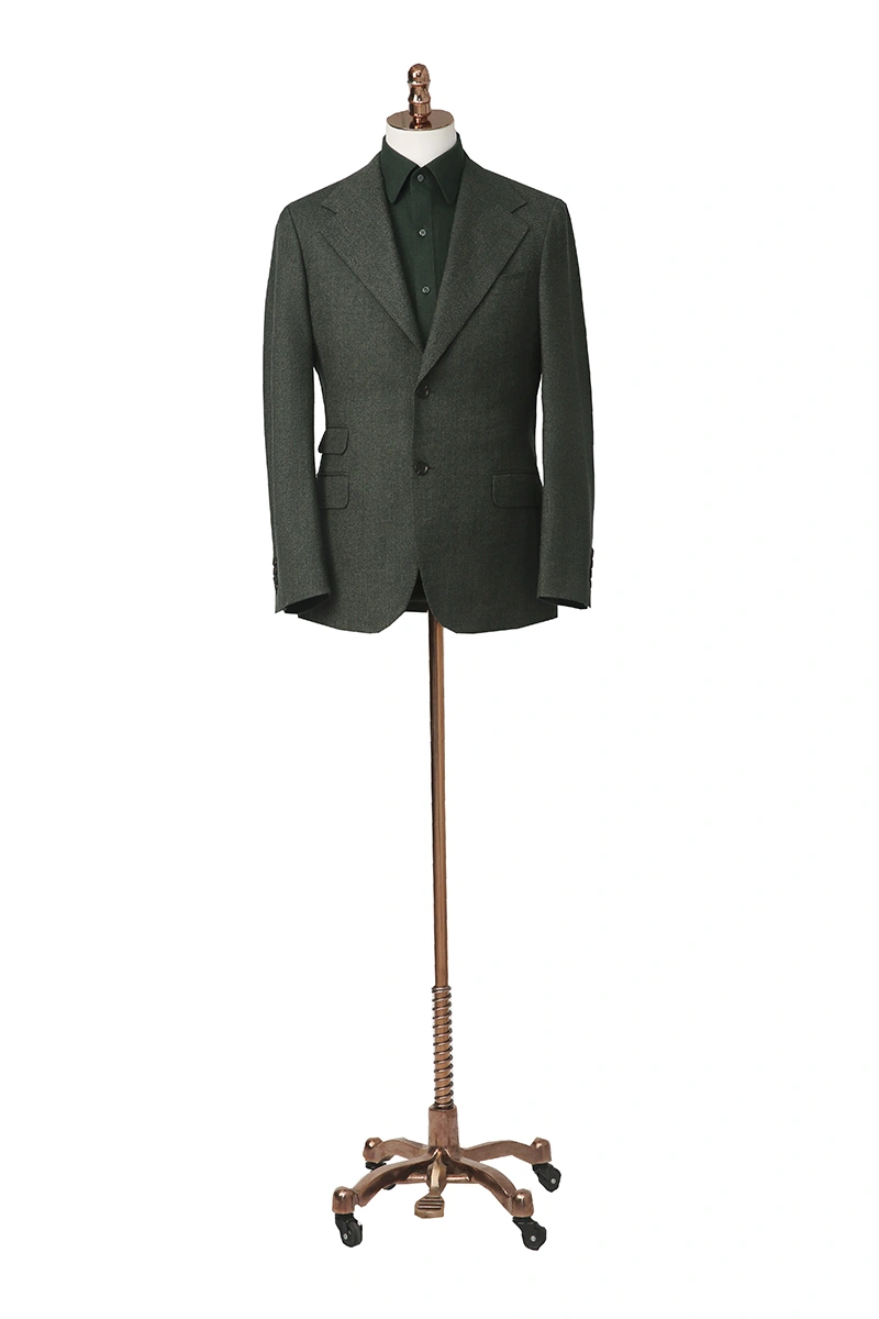 Green Herringbone Wool Jacket