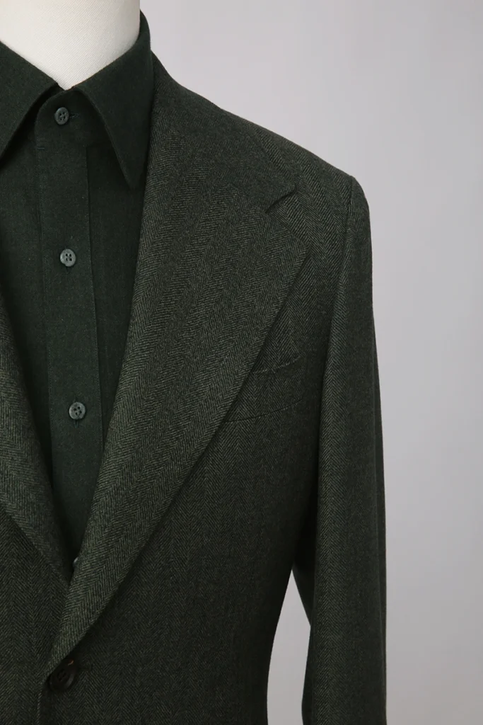 Green Herringbone Wool Jacket