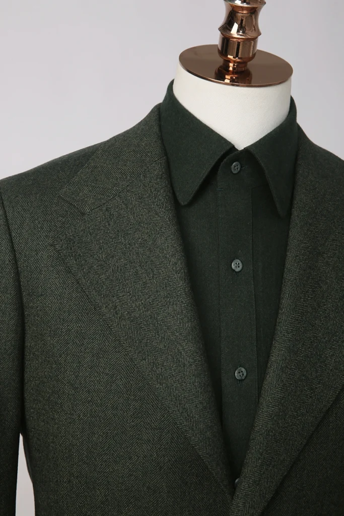 Green Herringbone Wool Jacket