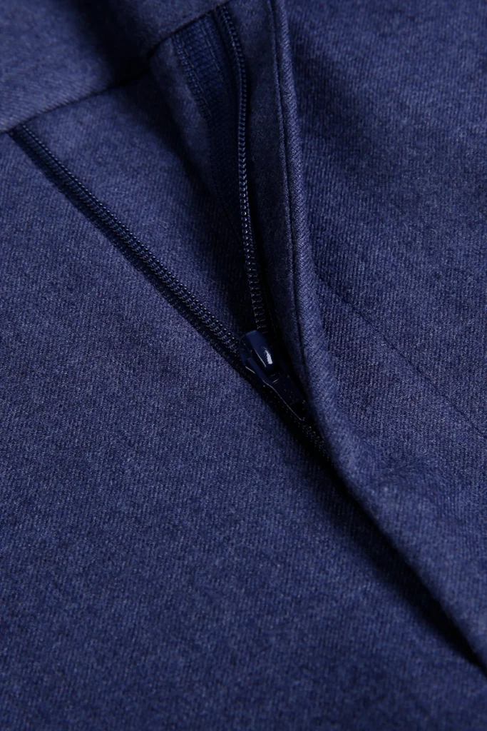 Navy Wool Flannel Pleated Trousers