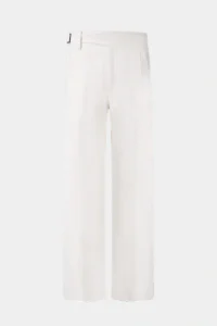 White Corduroy Blend Pleated Trousers