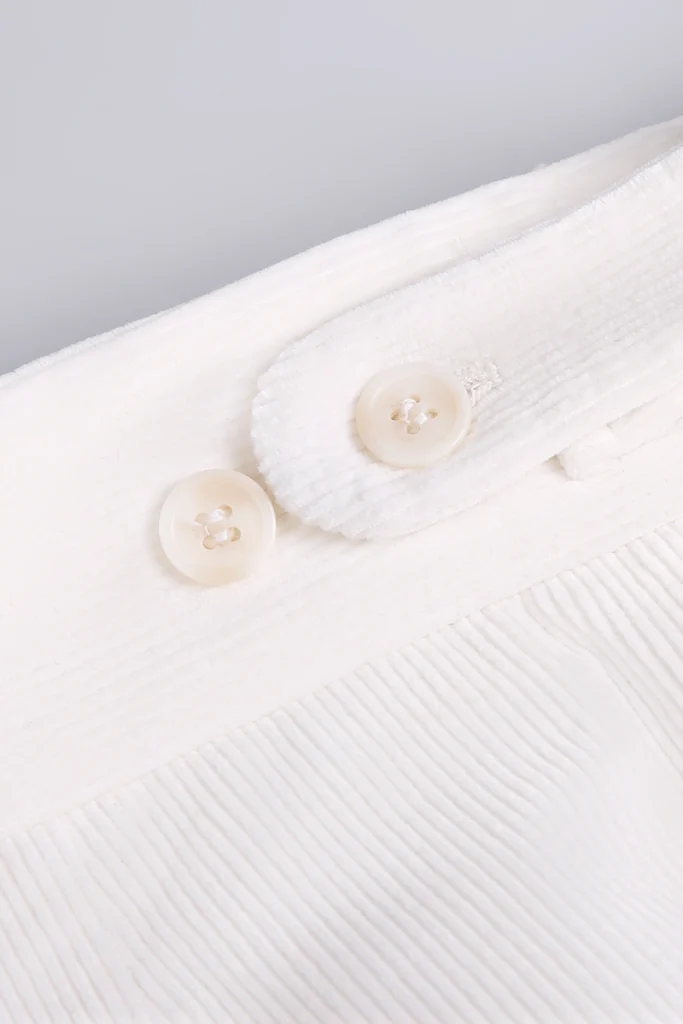 White Corduroy Blend Pleated Trousers