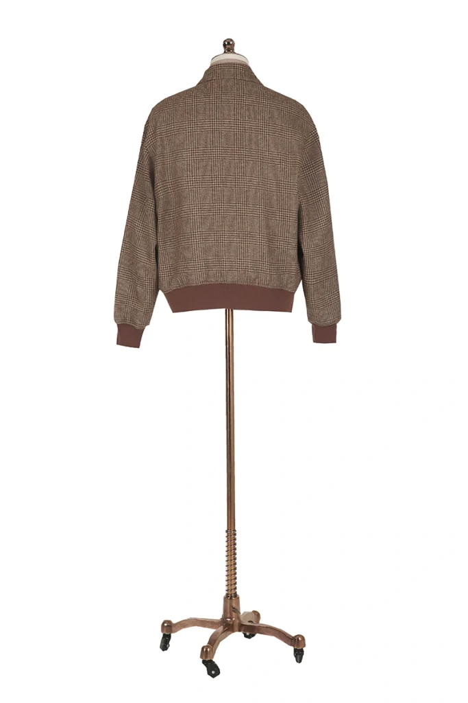 Brown Glen Check Wool Bomber