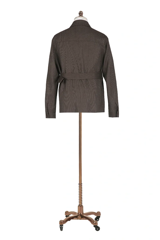 Brown Wool Jacquard Safari Jacket