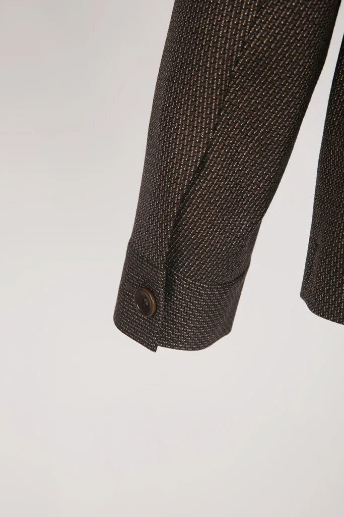Brown Wool Jacquard Safari Jacket