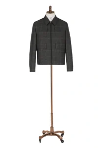 Grey Plaid Wool Zip Jacket